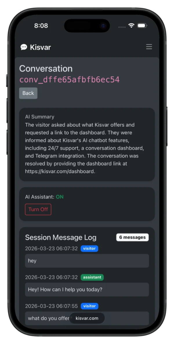 Dashboard chat preview